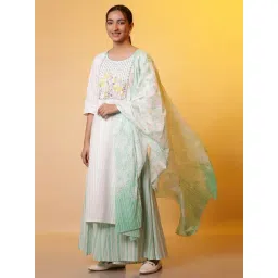 Aurelia White & Green Cotton Printed Dupatta-picture-37