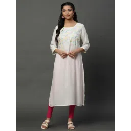 Aurelia White Embroidered Straight Kurta-picture-42