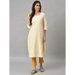 Aurelia White Regular Fit Solid Kurta-picture-43