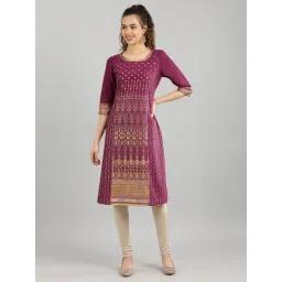 Aurelia Wine Cotton Printed A Line Kurta-picture-39