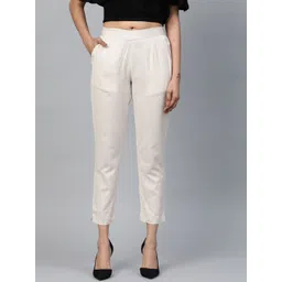 AURELIA Women Beige Regular Fit Speckled Effect Cropped Trousers-picture-12