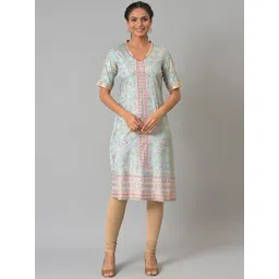 AURELIA Women Blue & Pink Floral Printed Kurta-picture-37