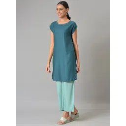 AURELIA Women Blue & Teal Kurta with Palazzos image 4