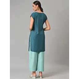 AURELIA Women Blue & Teal Kurta with Palazzos image 5
