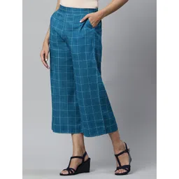 AURELIA Women Blue Checked Printed Palazzos-picture-37