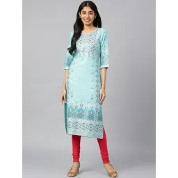 AURELIA Women Blue Ethnic Motifs Printed Kurta-picture-39