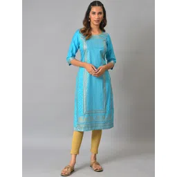 AURELIA Women Blue Ethnic Motifs Printed Kurta-picture-41