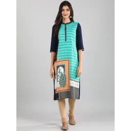 AURELIA Women Blue Printed Kurta-picture-20