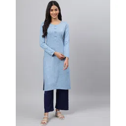 AURELIA Women Blue Straight Kurta-picture-35