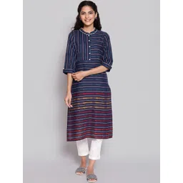 AURELIA Women Blue Striped Kurta-picture-12