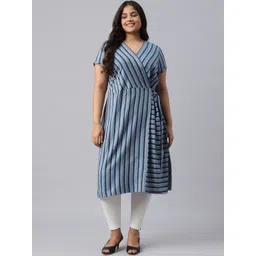 AURELIA Women Blue Striped Kurta-picture-21