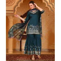 aurelia Women Embroidered Top & Sharara Set-picture-13