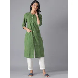 AURELIA Women Green Cotton Kurta-picture-38