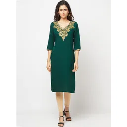 AURELIA Women Green Embroidered Thread Work Kurta-picture-10