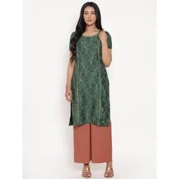 AURELIA Women Green Ethnic Motifs Printed Panelled Gotta Patti Kurta with Palazzos-picture-26