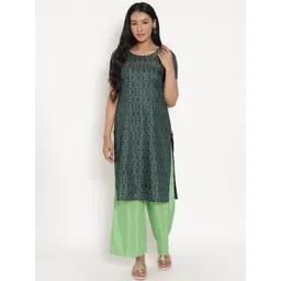 AURELIA Women Green Ethnic Motifs Printed Regular Kurta with Palazzos-picture-41