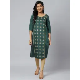 Aurelia Women Green Festive Solid Rayon Kurta-picture-10
