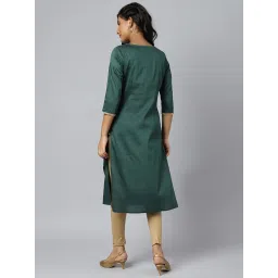 Aurelia Women Green Festive Solid Rayon Kurta image 2