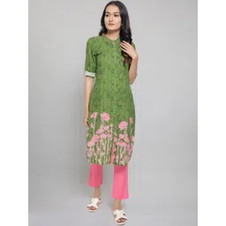 AURELIA Women Green Floral Printed Kurta-picture-42