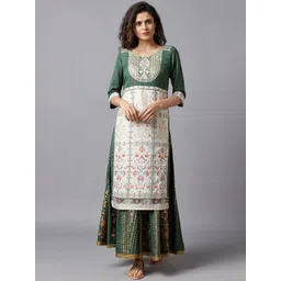 AURELIA Women Green Foil Printed Kurta-picture-33