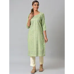 AURELIA Women Green Paisley Printed Straight Kurta-picture-34