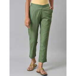 AURELIA Women Green Pleated Trousers-picture-13
