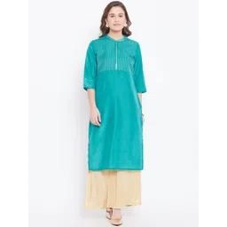 AURELIA Women Green Solid Straight Kurta-picture-37