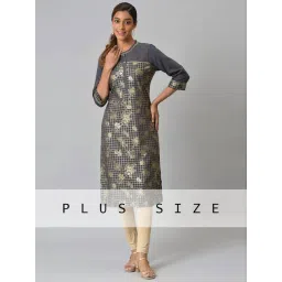 Aurelia Women Grey Festive Geometric Print Rayon Kurta-picture-10