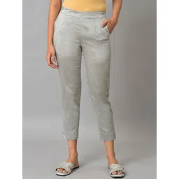 AURELIA Women Grey Slim Fit Pleated Trousers-picture-32