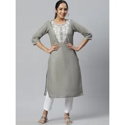 AURELIA Women Grey Thread Work Kurta-picture-37
