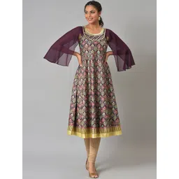 AURELIA Women Maroon Geometric Embroidered Anarkali Kurta-picture-23