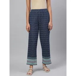 AURELIA Women Navy Blue & White Printed Ethnic Palazzo-picture-28