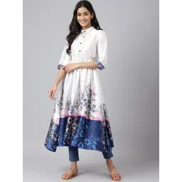 AURELIA Women Off White & Blue Floral Printed Anarkali Kurta-picture-27