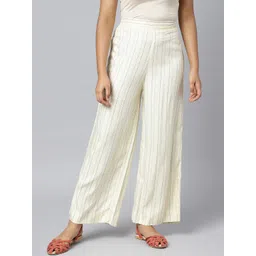 AURELIA Women Off White & Blue Printed Ethnic Palazzos-picture-18