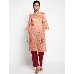AURELIA Women Peach-Coloured Ethnic Motifs Printed Kurta with Trouser-picture-39