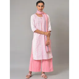 AURELIA Women Pink Embroidered Regular Thread Work Pure Cotton Kurta with Palazzos & With Dupatta-picture-30