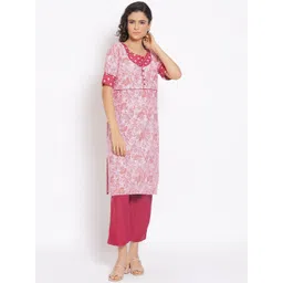 AURELIA Women Pink Ethnic Motifs Printed Kurta with Palazzos-picture-41