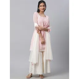 Aurelia Women Pink Floral Print Cotton Kurta Set with Sharara & Dupatta-picture-23