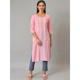 Aurelia Women Pink Geometric Print Cotton Straight Kurta-picture-25