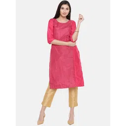 AURELIA Women Pink Printed Straight Kurta-picture-39
