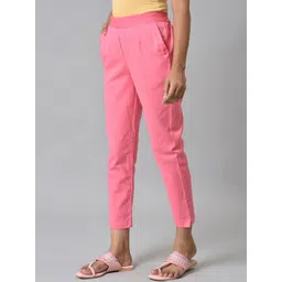 AURELIA Women Pink Solid Cigarette Trousers image 2