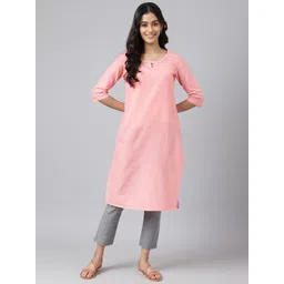 AURELIA Women Pink Solid Thread Work Kurta-picture-39