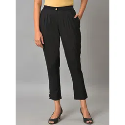 AURELIA Women Pure Cotton Slim Fit Pleated Trousers-picture-22