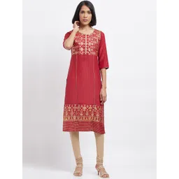 AURELIA Women Red Ethnic Motifs Printed Kurta-picture-21