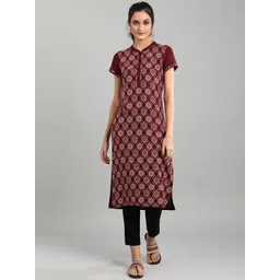 AURELIA Women Red Geometric Printed Thread Work Kurta-picture-18
