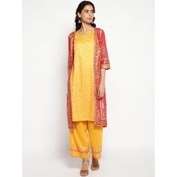 Aurelia Women Red Printed Georgette Kurta Set with Palazzos & Shrug-picture-22