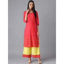 AURELIA Women Red Printed Pure Cotton Kurta with Palazzos-picture-38