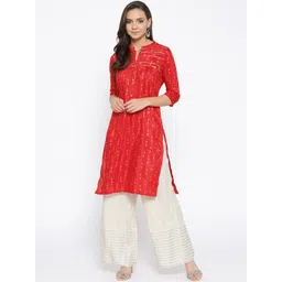 AURELIA Women Red Printed Straight Kurta-picture-40