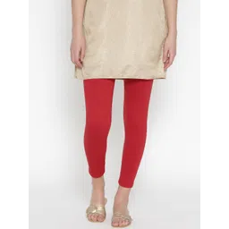 AURELIA Women Red Solid Ankle Length Leggings-picture-31