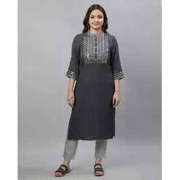 aurelia Women Sequinned Regular Fit Straight Kurta-picture-24